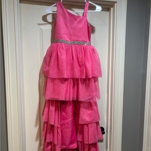 Rare Editions Pink Tiered Formal High Low Dress
